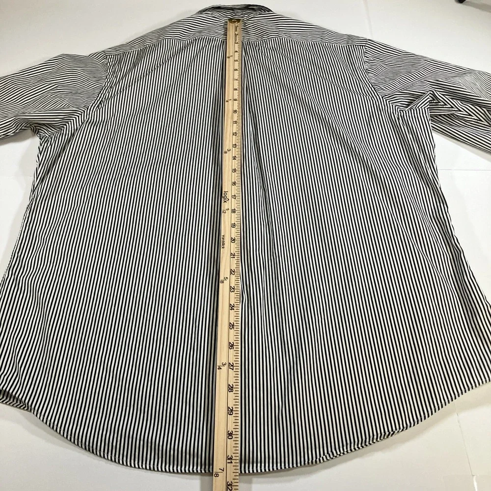 Polo Ralph Lauren Shirt Mens XL Black White Stripe Custom Fit Button Down
